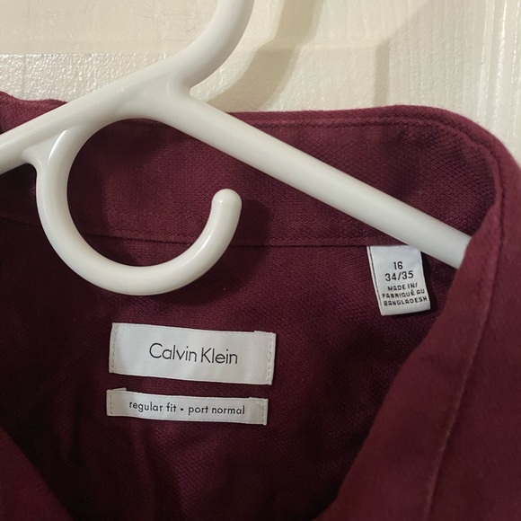 Calvin Klein Maroon Dress Shirt - Picture 2 of 3